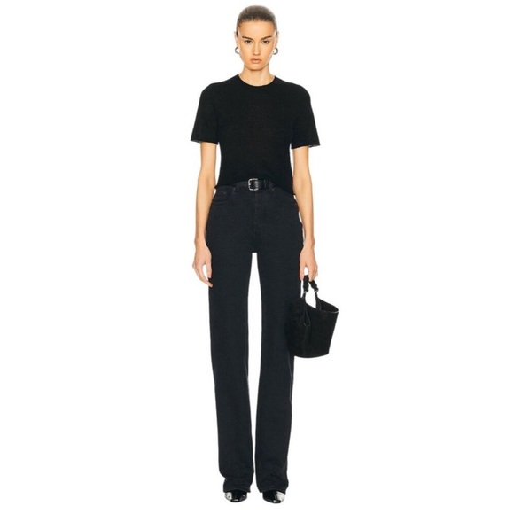 Guest in Residence Featherweight Cropped Cashmere Sweater Tee Black Size Small - Picture 12 of 12